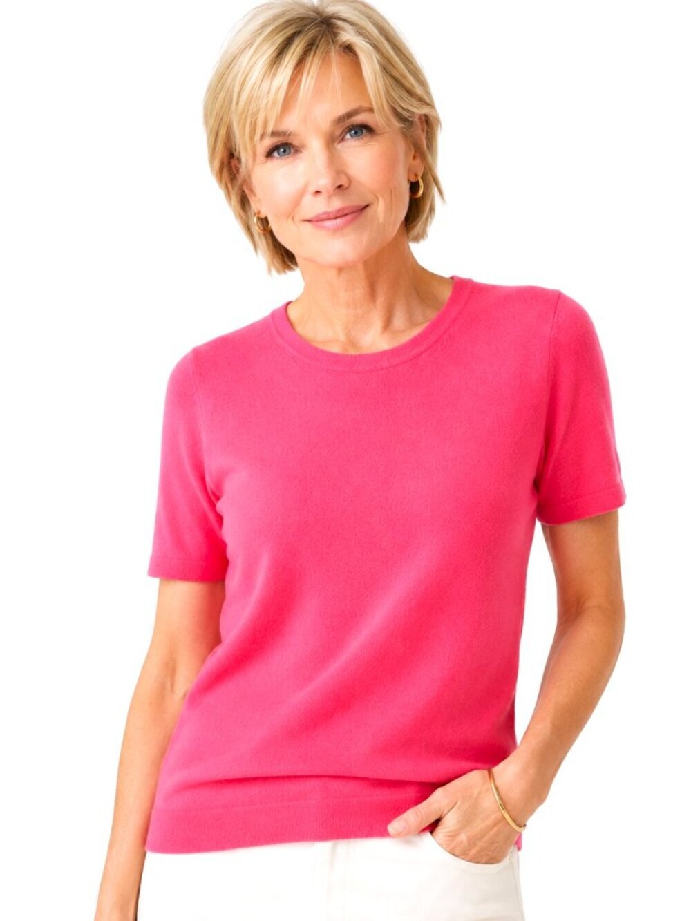 PURE Collection Pink Cashmere Crew Neck Pullover Sweater